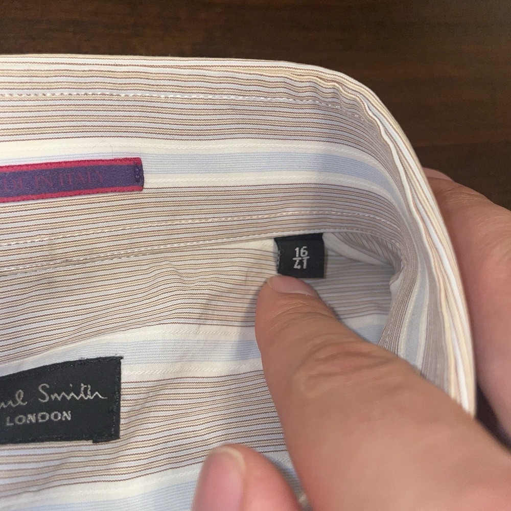 Paul Smith "Artist Stripe" Button Dress Shirt Made In Italy Mens Size 16/41 (L) - Picture 3 of 9